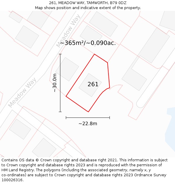 261, MEADOW WAY, TAMWORTH, B79 0DZ: Plot and title map