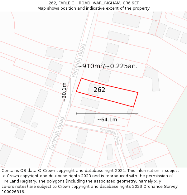 262, FARLEIGH ROAD, WARLINGHAM, CR6 9EF: Plot and title map