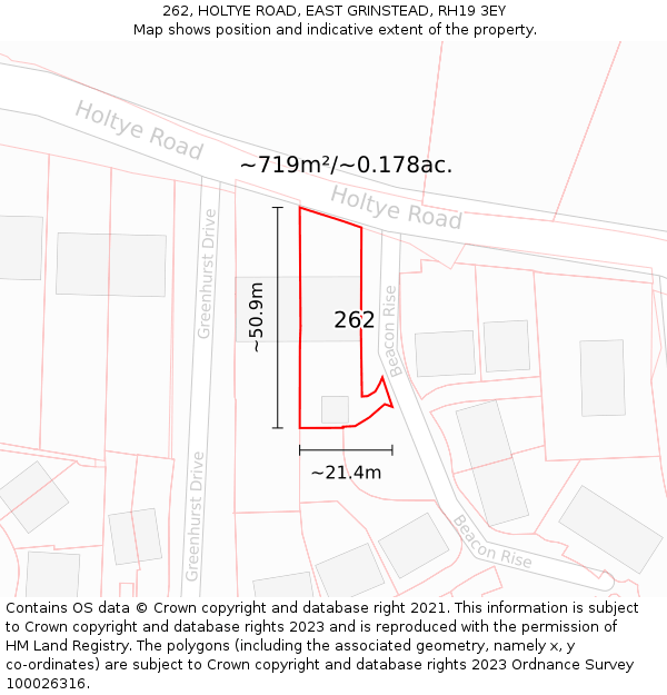 262, HOLTYE ROAD, EAST GRINSTEAD, RH19 3EY: Plot and title map