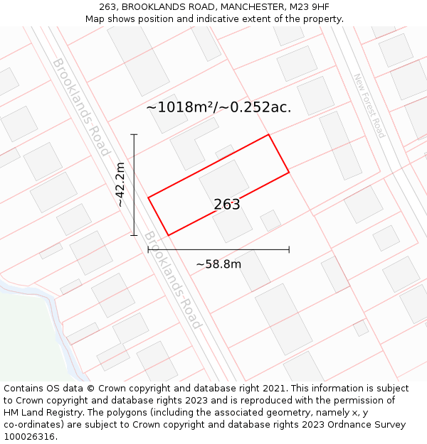 263, BROOKLANDS ROAD, MANCHESTER, M23 9HF: Plot and title map