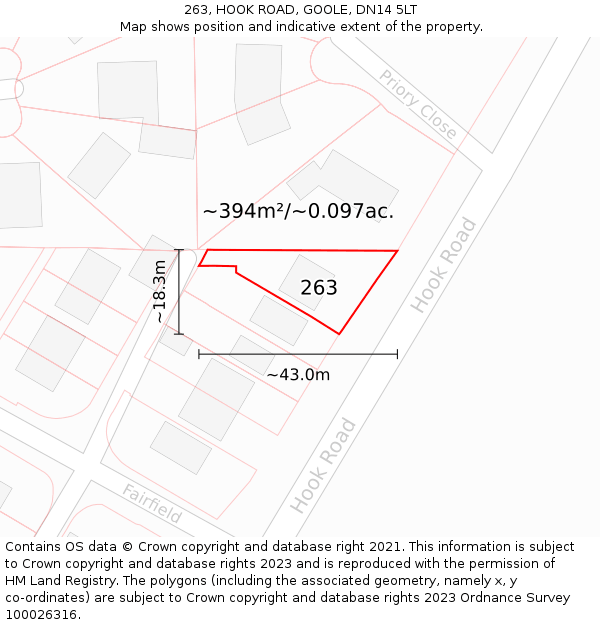 263, HOOK ROAD, GOOLE, DN14 5LT: Plot and title map