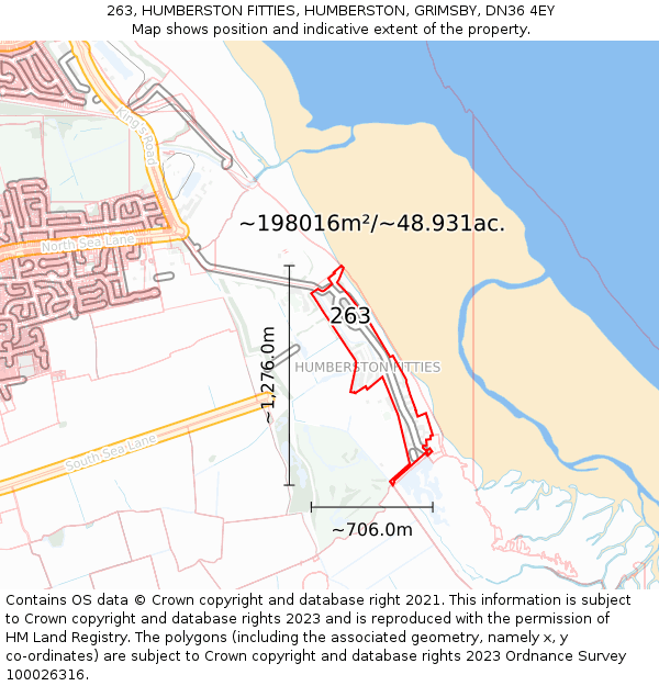263, HUMBERSTON FITTIES, HUMBERSTON, GRIMSBY, DN36 4EY: Plot and title map