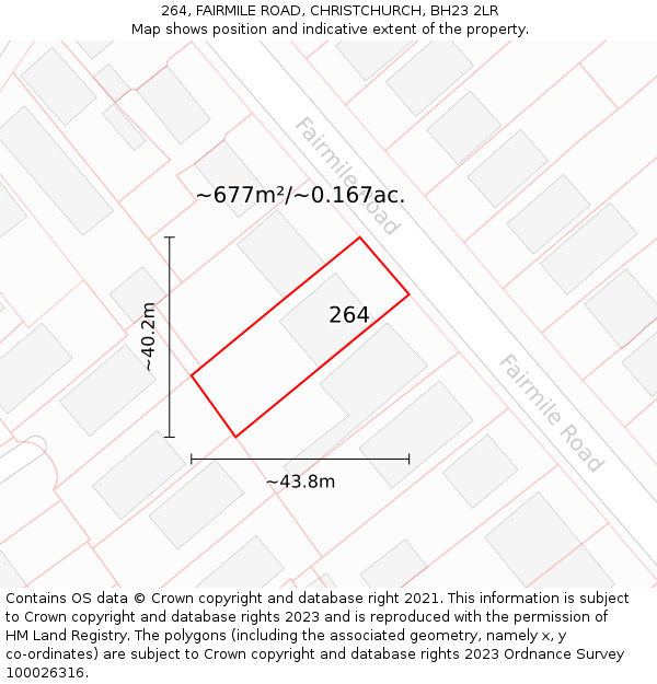 264, FAIRMILE ROAD, CHRISTCHURCH, BH23 2LR: Plot and title map