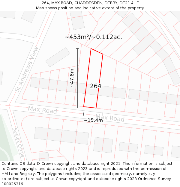 264, MAX ROAD, CHADDESDEN, DERBY, DE21 4HE: Plot and title map