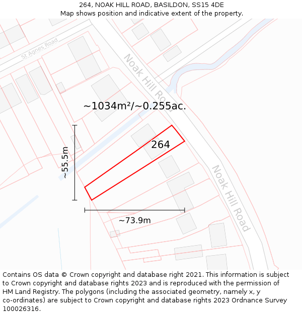264, NOAK HILL ROAD, BASILDON, SS15 4DE: Plot and title map