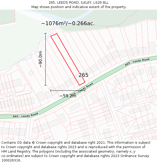 265, LEEDS ROAD, ILKLEY, LS29 8LL: Plot and title map