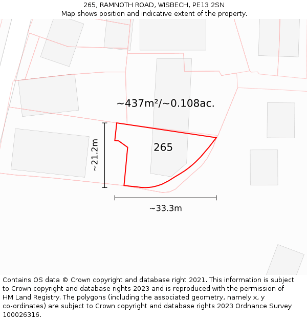 265, RAMNOTH ROAD, WISBECH, PE13 2SN: Plot and title map