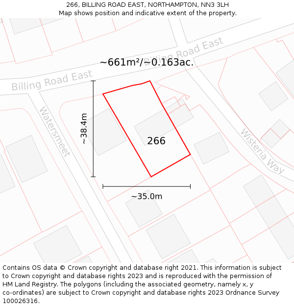 266, BILLING ROAD EAST, NORTHAMPTON, NN3 3LH: Plot and title map