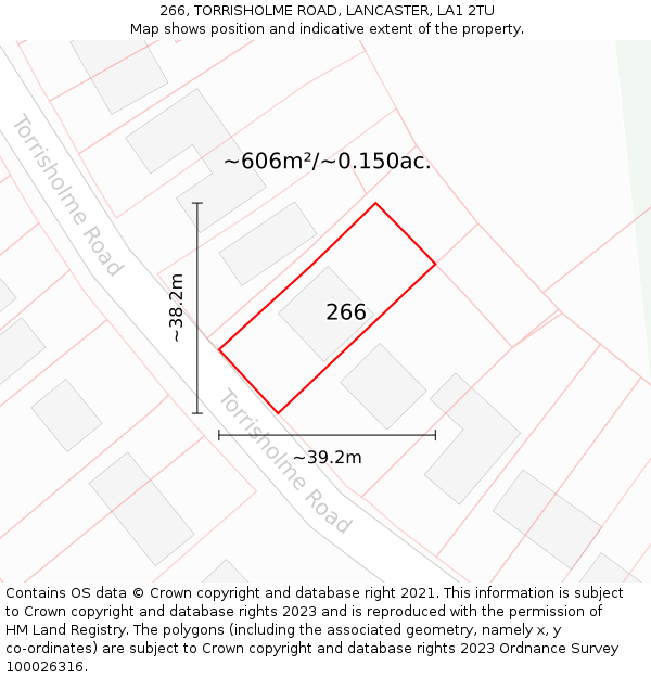 266, TORRISHOLME ROAD, LANCASTER, LA1 2TU: Plot and title map