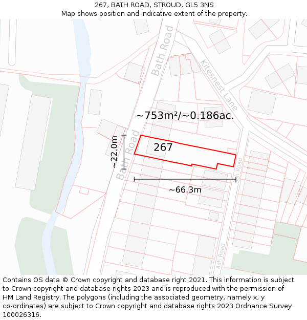 267, BATH ROAD, STROUD, GL5 3NS: Plot and title map