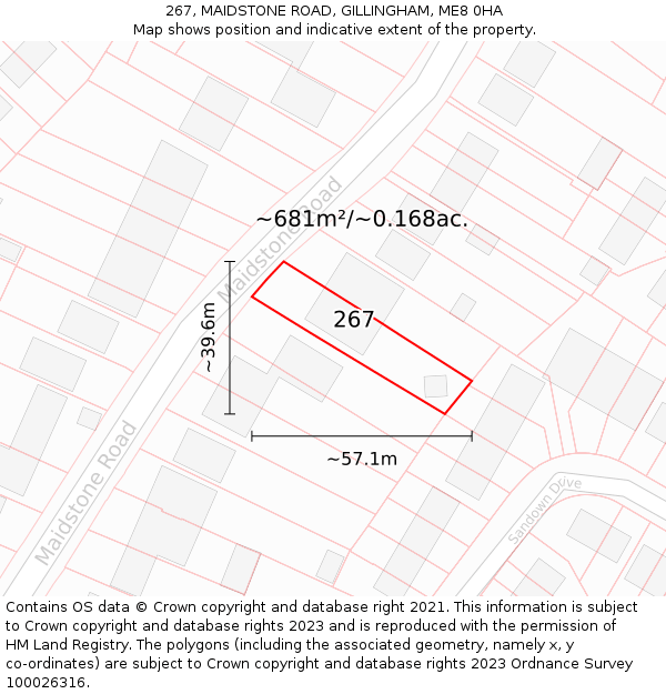 267, MAIDSTONE ROAD, GILLINGHAM, ME8 0HA: Plot and title map