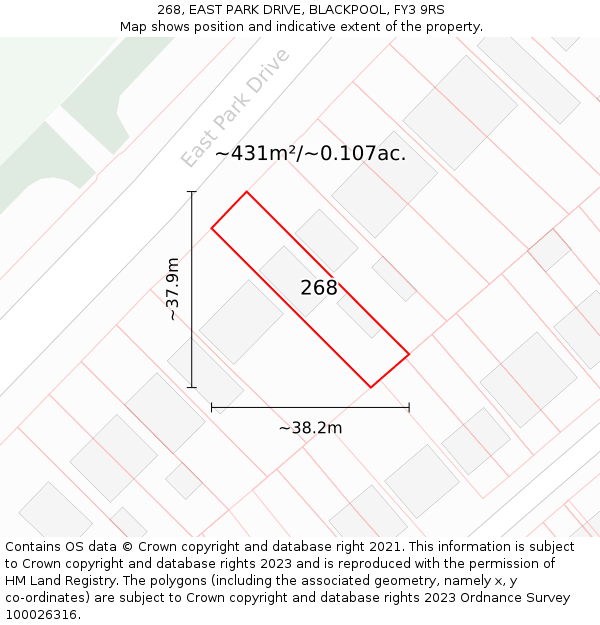 268, EAST PARK DRIVE, BLACKPOOL, FY3 9RS: Plot and title map