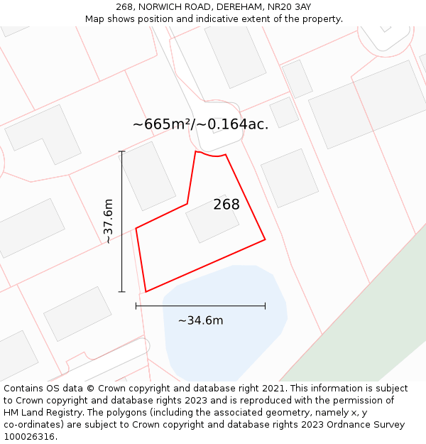 268, NORWICH ROAD, DEREHAM, NR20 3AY: Plot and title map