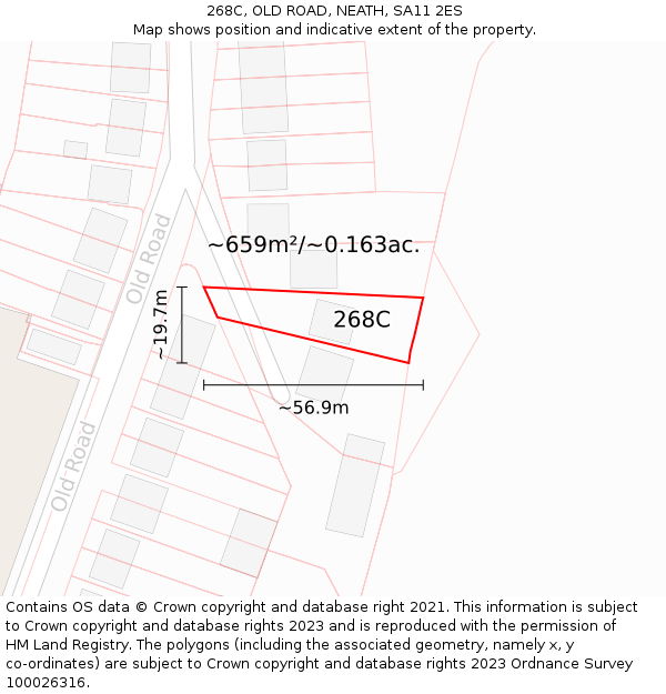 268C, OLD ROAD, NEATH, SA11 2ES: Plot and title map