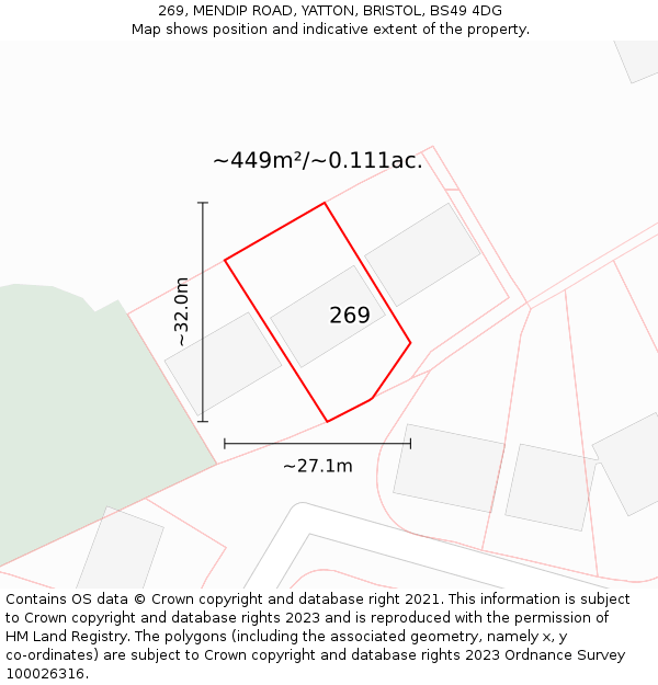 269, MENDIP ROAD, YATTON, BRISTOL, BS49 4DG: Plot and title map