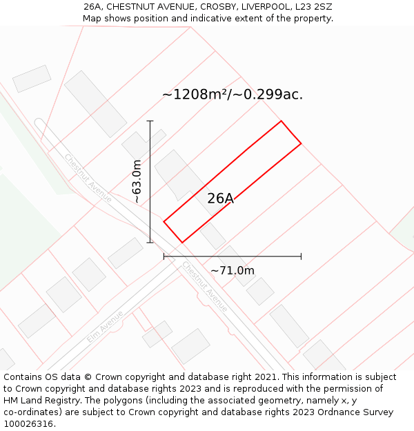 26A, CHESTNUT AVENUE, CROSBY, LIVERPOOL, L23 2SZ: Plot and title map