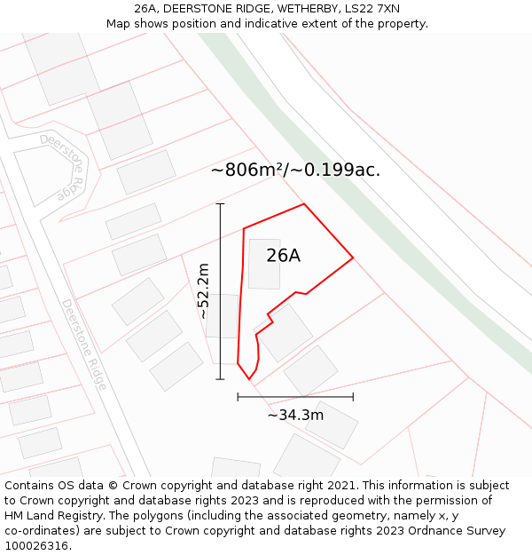 26A, DEERSTONE RIDGE, WETHERBY, LS22 7XN: Plot and title map