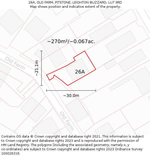 26A, OLD FARM, PITSTONE, LEIGHTON BUZZARD, LU7 9RD: Plot and title map