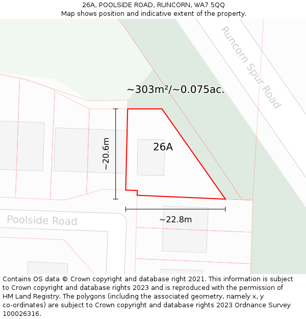 26A, POOLSIDE ROAD, RUNCORN, WA7 5QQ: Plot and title map