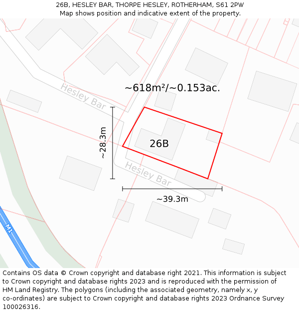 26B, HESLEY BAR, THORPE HESLEY, ROTHERHAM, S61 2PW: Plot and title map