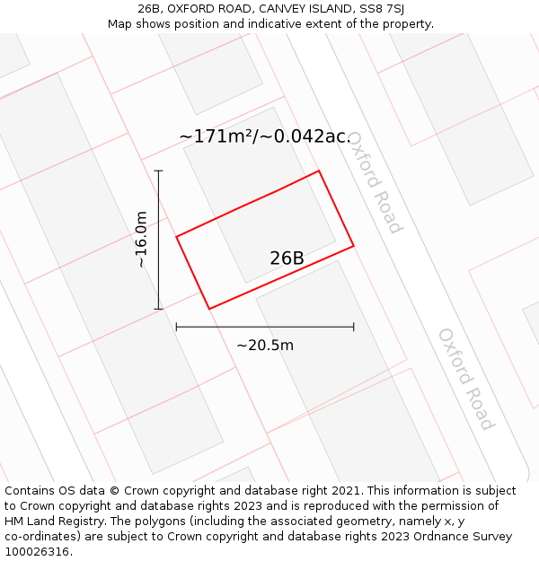 26B, OXFORD ROAD, CANVEY ISLAND, SS8 7SJ: Plot and title map