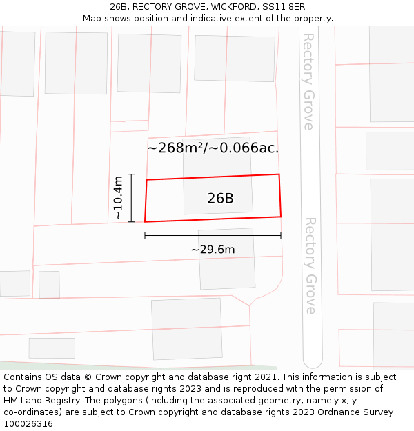 26B, RECTORY GROVE, WICKFORD, SS11 8ER: Plot and title map