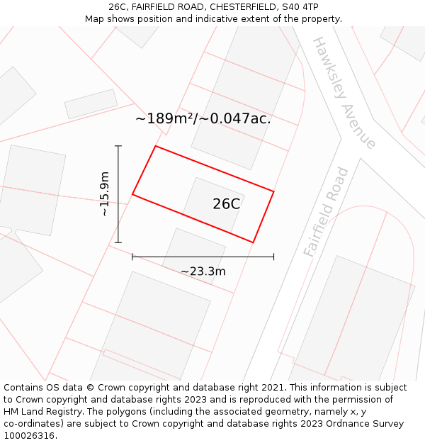 26C, FAIRFIELD ROAD, CHESTERFIELD, S40 4TP: Plot and title map