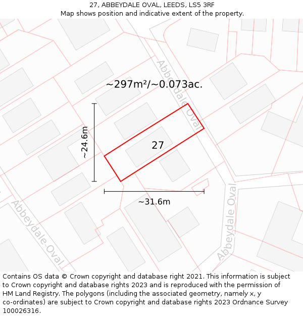 27, ABBEYDALE OVAL, LEEDS, LS5 3RF: Plot and title map