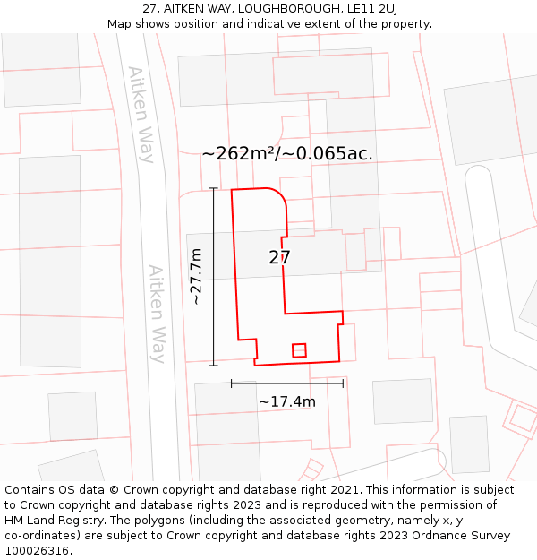 27, AITKEN WAY, LOUGHBOROUGH, LE11 2UJ: Plot and title map