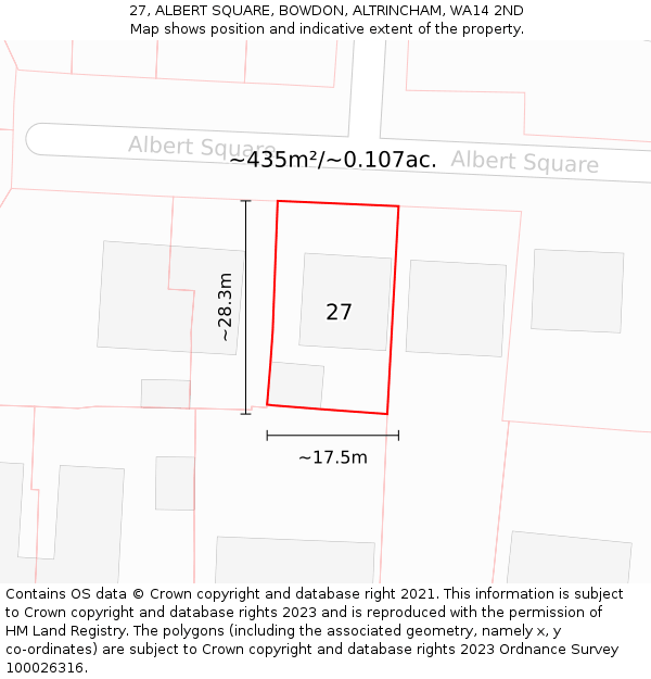 27, ALBERT SQUARE, BOWDON, ALTRINCHAM, WA14 2ND: Plot and title map