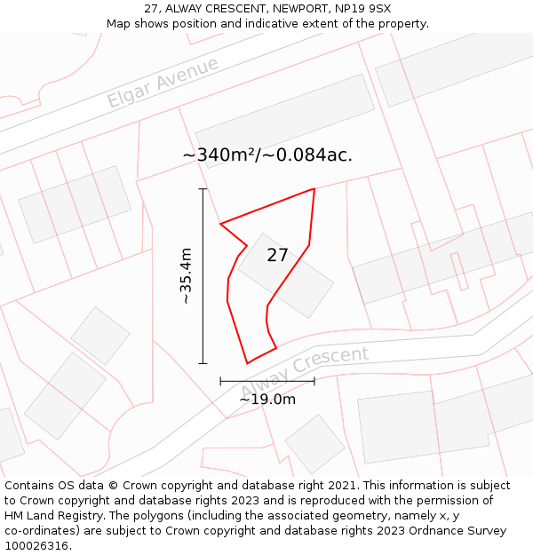 27, ALWAY CRESCENT, NEWPORT, NP19 9SX: Plot and title map