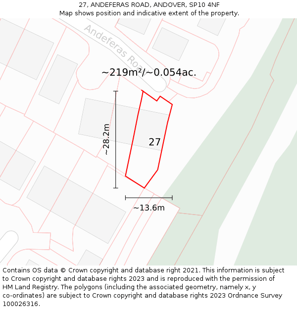 27, ANDEFERAS ROAD, ANDOVER, SP10 4NF: Plot and title map