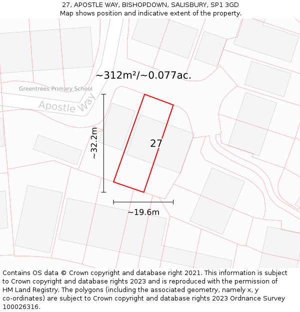 27, APOSTLE WAY, BISHOPDOWN, SALISBURY, SP1 3GD: Plot and title map