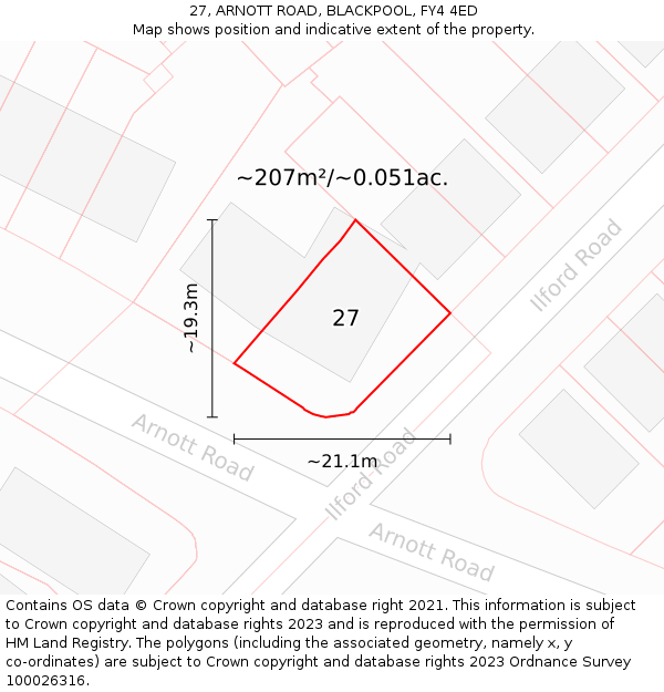 27, ARNOTT ROAD, BLACKPOOL, FY4 4ED: Plot and title map