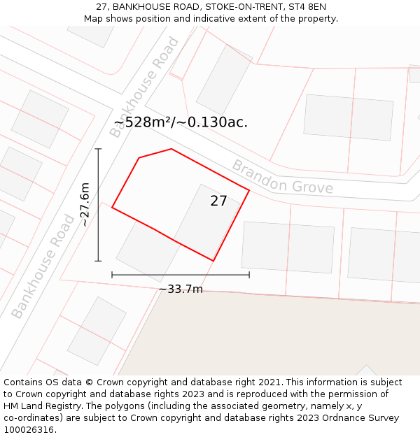 27, BANKHOUSE ROAD, STOKE-ON-TRENT, ST4 8EN: Plot and title map