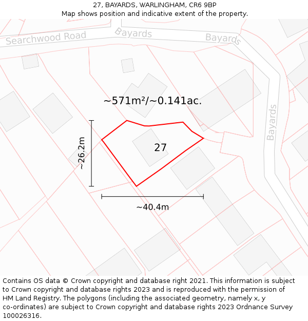 27, BAYARDS, WARLINGHAM, CR6 9BP: Plot and title map