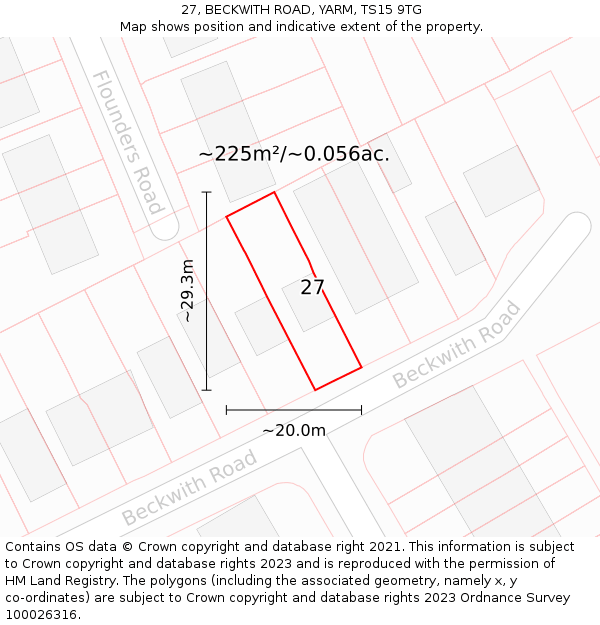 27, BECKWITH ROAD, YARM, TS15 9TG: Plot and title map