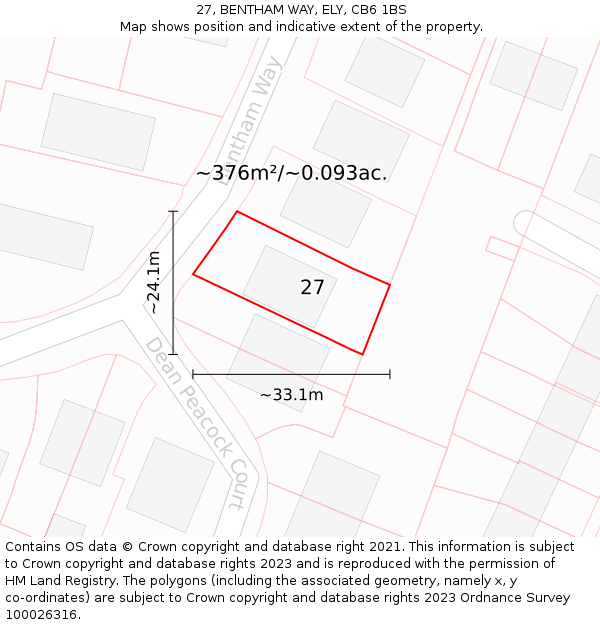 27, BENTHAM WAY, ELY, CB6 1BS: Plot and title map