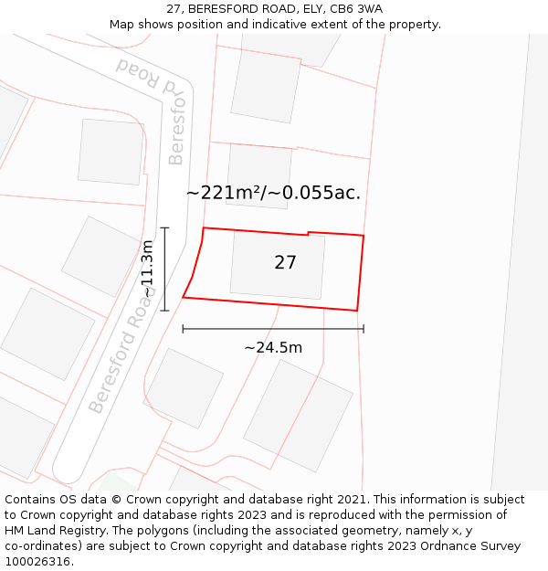 27, BERESFORD ROAD, ELY, CB6 3WA: Plot and title map