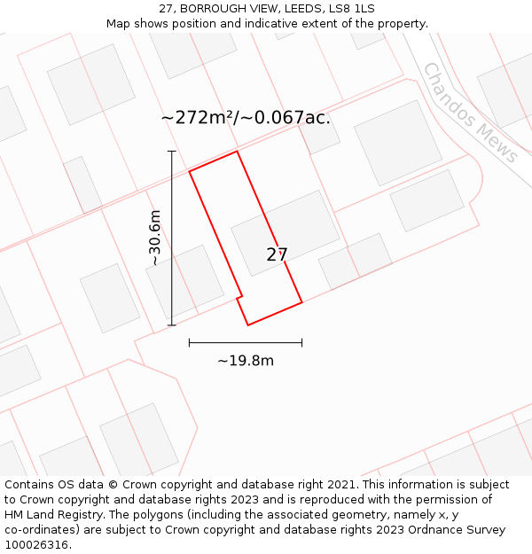 27, BORROUGH VIEW, LEEDS, LS8 1LS: Plot and title map