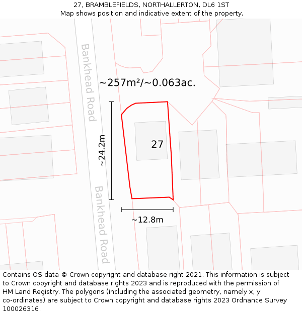 27, BRAMBLEFIELDS, NORTHALLERTON, DL6 1ST: Plot and title map