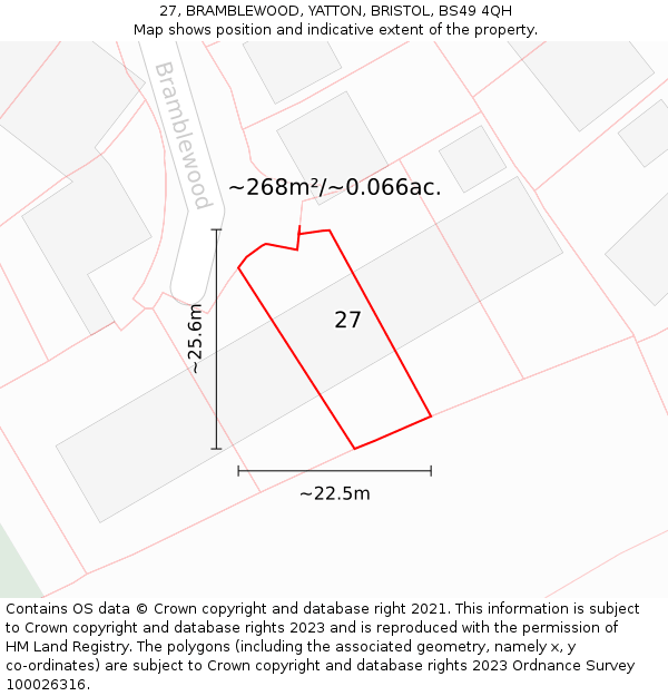 27, BRAMBLEWOOD, YATTON, BRISTOL, BS49 4QH: Plot and title map