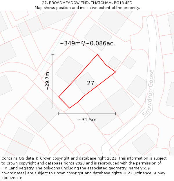 27, BROADMEADOW END, THATCHAM, RG18 4ED: Plot and title map