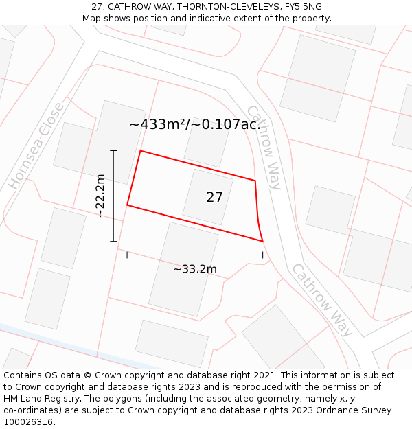 27, CATHROW WAY, THORNTON-CLEVELEYS, FY5 5NG: Plot and title map