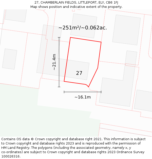 27, CHAMBERLAIN FIELDS, LITTLEPORT, ELY, CB6 1FJ: Plot and title map