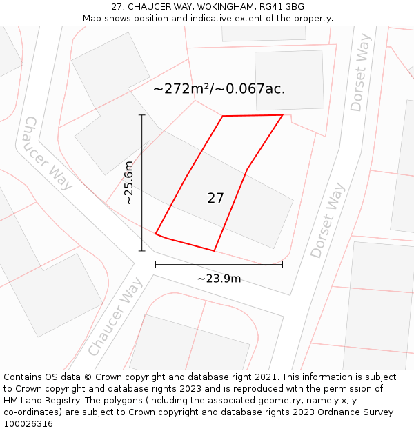 27, CHAUCER WAY, WOKINGHAM, RG41 3BG: Plot and title map