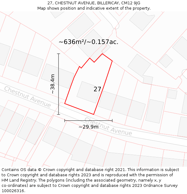 27, CHESTNUT AVENUE, BILLERICAY, CM12 9JG: Plot and title map