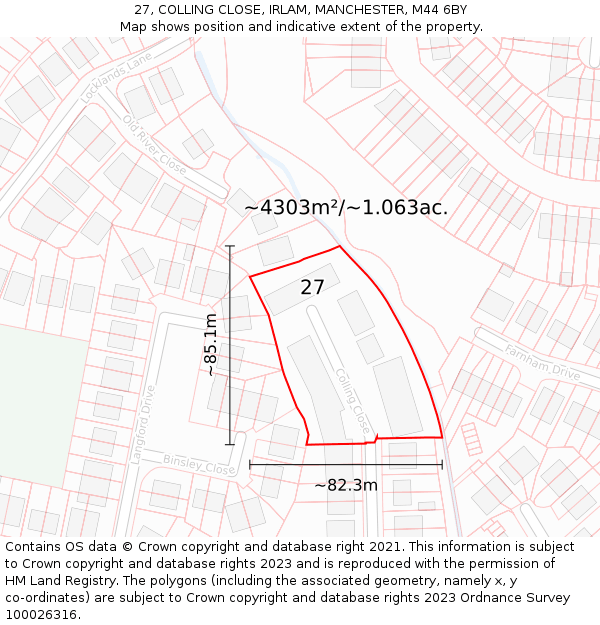 27, COLLING CLOSE, IRLAM, MANCHESTER, M44 6BY: Plot and title map