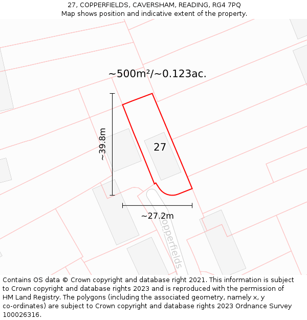 27, COPPERFIELDS, CAVERSHAM, READING, RG4 7PQ: Plot and title map
