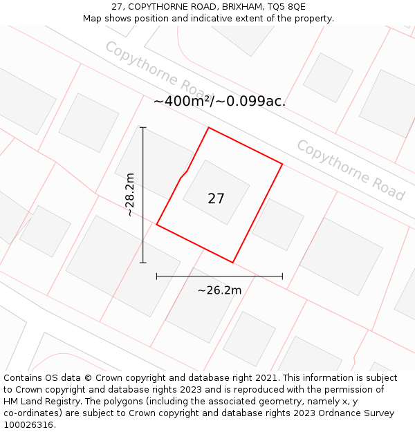 27, COPYTHORNE ROAD, BRIXHAM, TQ5 8QE: Plot and title map